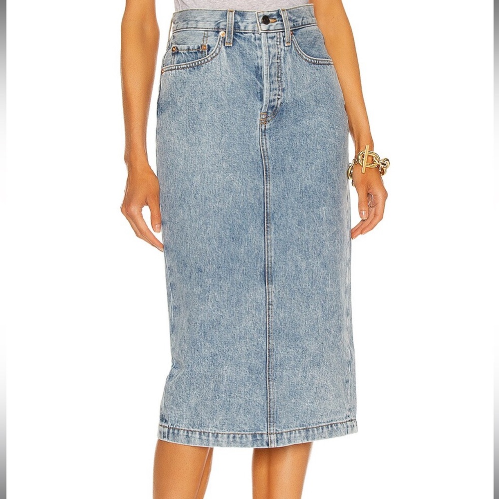 WARDROBE NYC Classic Blue Denim Skirt, Size 24 EUC